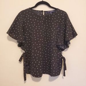 Star-Print Top with Lace-Up Sides